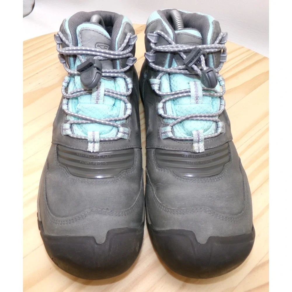 KEEN Ridge Flex Mid Waterproof Hiking Boots Grey/Blue Big Kids Sz‎ 7 / Women 8.5